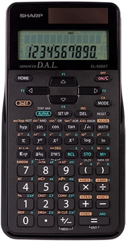 Sharp Electronics EL520XTBBK Scientific Calculator, 10-Digit with 2-Line LCD Display (Solar and Battery Powered)