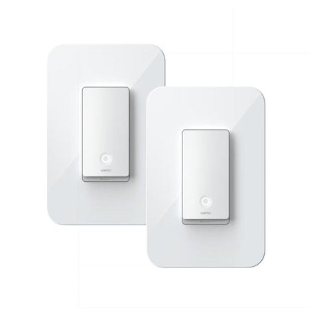 Wemo WLS0403-BDL Lot de 2 interrupteurs Wi-Fi 3 voies – Contrôlez l'éclairage depuis n'importe où, installation murale facile, compatible avec Alexa, Google Assistant et Apple HomeKit, Blanc - remis à neuf