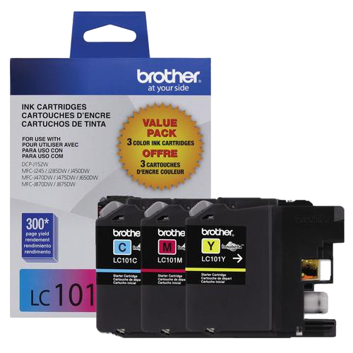 Brother® – Cartouches d'encre trois couleurs LC-101, paq./3 (LC1013PKS) - S.O.S Cartouches inc.
