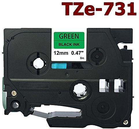 Brother TZe-731 ruban pour étiqueteuse, 12mm (0,47") noir sur vert produit compatible avec brother-1/paquet. - S.O.S Cartouches inc.