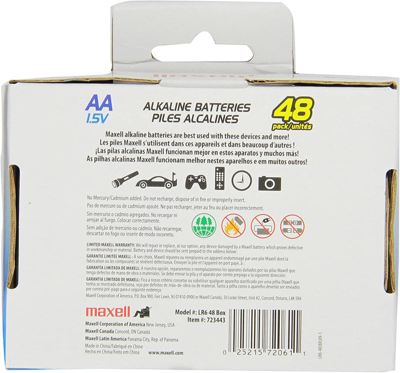Maxell 723410 - LR610BP de Batterie - AA- Alkaline - Paquet de 48 - S.O.S Cartouches inc.