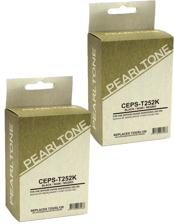 Pearltone® – Cartouche d'encre 252XL noire rendement élevé paq.2 (T252XL120D2) – Modèle économique. - S.O.S Cartouches inc.