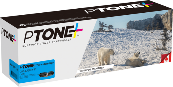 Ptone® – Cartouche toner 202X cyan rendement élevé (CF501X) – Qualité Supérieur. - S.O.S Cartouches inc.