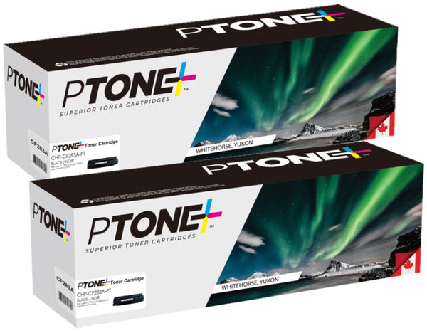 Ptone® – Cartouche toner 83A noire rendement standard paq.2 (CF283AD) – Qualité Supérieur. - S.O.S Cartouches inc.