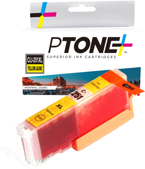 Ptone® – Cartouche d'encre CLI-251XL jaune rendement élevé (6451B001) – Qualité Supérieur. - S.O.S Cartouches inc.