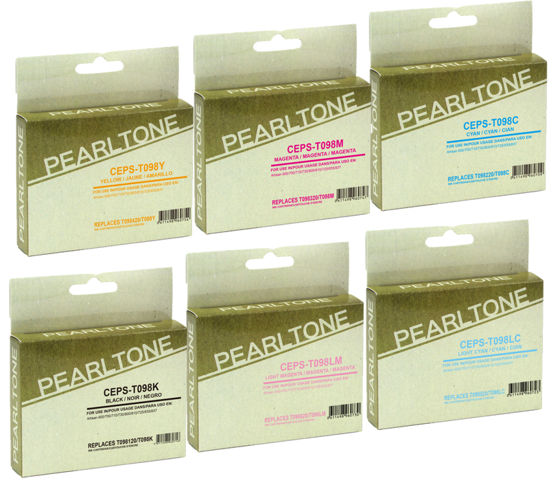 Pearltone® – Cartouche d'encre 98 99 BK/C/M/Y/LC/LM rendement standard paq.6 (t098CL6) – Modèle économique. - S.O.S Cartouches inc.