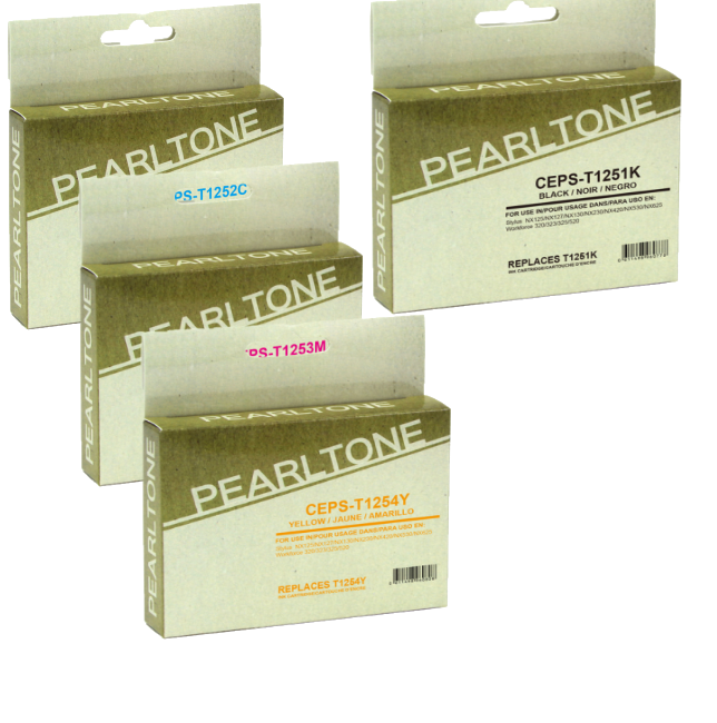 Pearltone® – Cartouche d'encre 125 BK/C/M/Y rendement standard paq.4 (T125CL4) – Modèle économique. - S.O.S Cartouches inc.