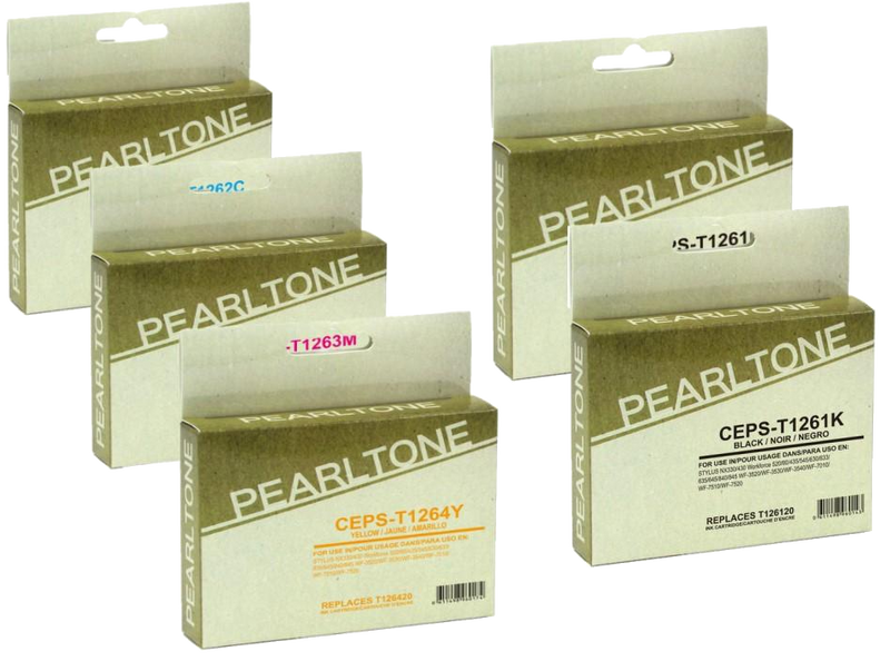 Pearltone® – Cartouche d'encre 126 2BK/C/M/Y rendement élevé paq.5 (T126CL5) – Modèle économique. - S.O.S Cartouches inc.