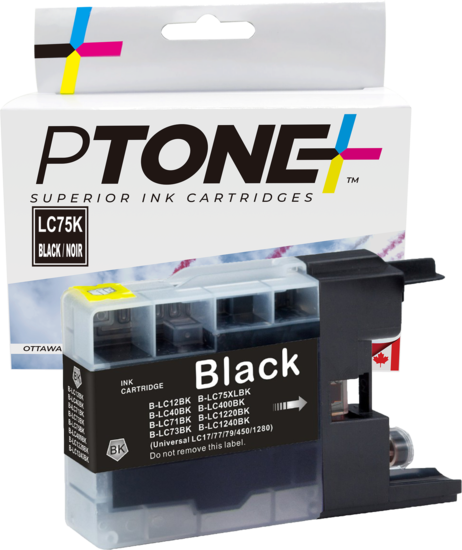 Ptone® – Cartouche d'encre LC-75 noire rendement élevé (LC75BK) – Qualité Supérieur. - S.O.S Cartouches inc.