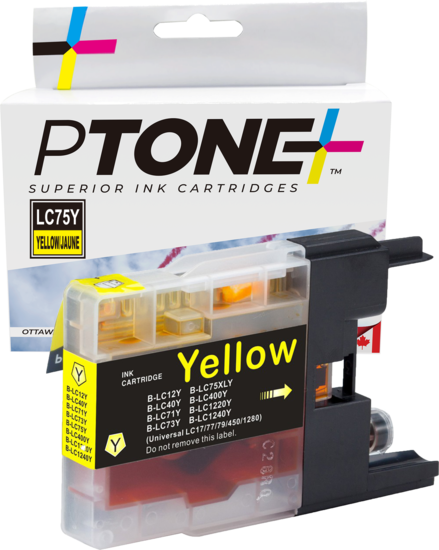 Ptone® – Cartouche d'encre LC-75 jaune rendement élevé (LC75Y) – Qualité Supérieur. - S.O.S Cartouches inc.