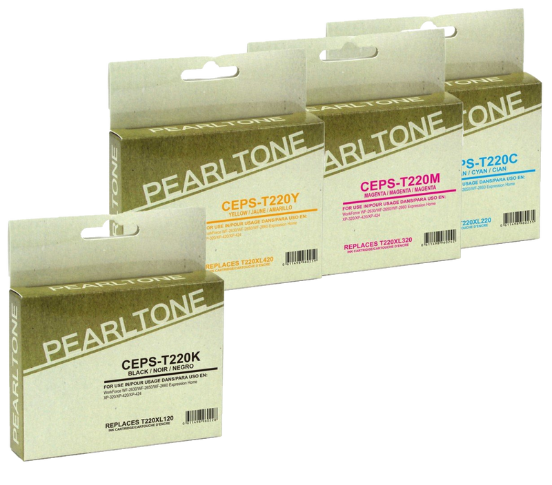 Pearltone® – Cartouche d'encre 220XL BK/C/M/Y rendement élevé paq.4 (T220XLCL4) – Modèle économique. - S.O.S Cartouches inc.