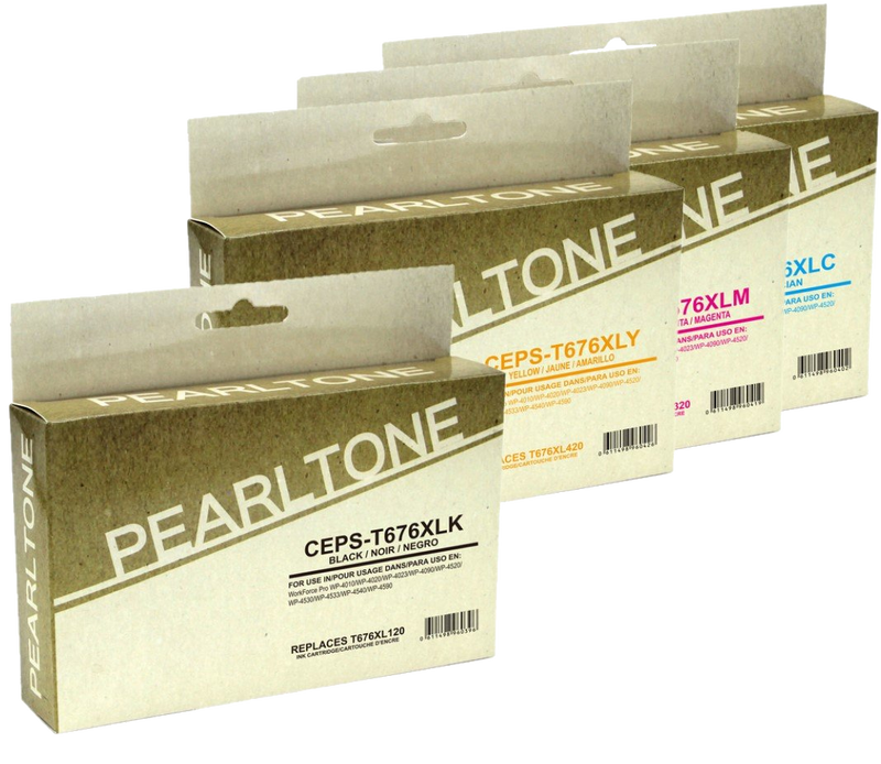 Pearltone® – Cartouche d'encre 676XL BK/C/M/Y rendement élevé paq.4 (T676XLCL4) – Modèle économique. - S.O.S Cartouches inc.